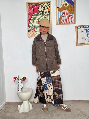 DEJA VU - Giacca Oversize Donna a Quadri Marrone  Stile Casual Chic e Intramontabile A25AP601/ CHECK DEJA VU 