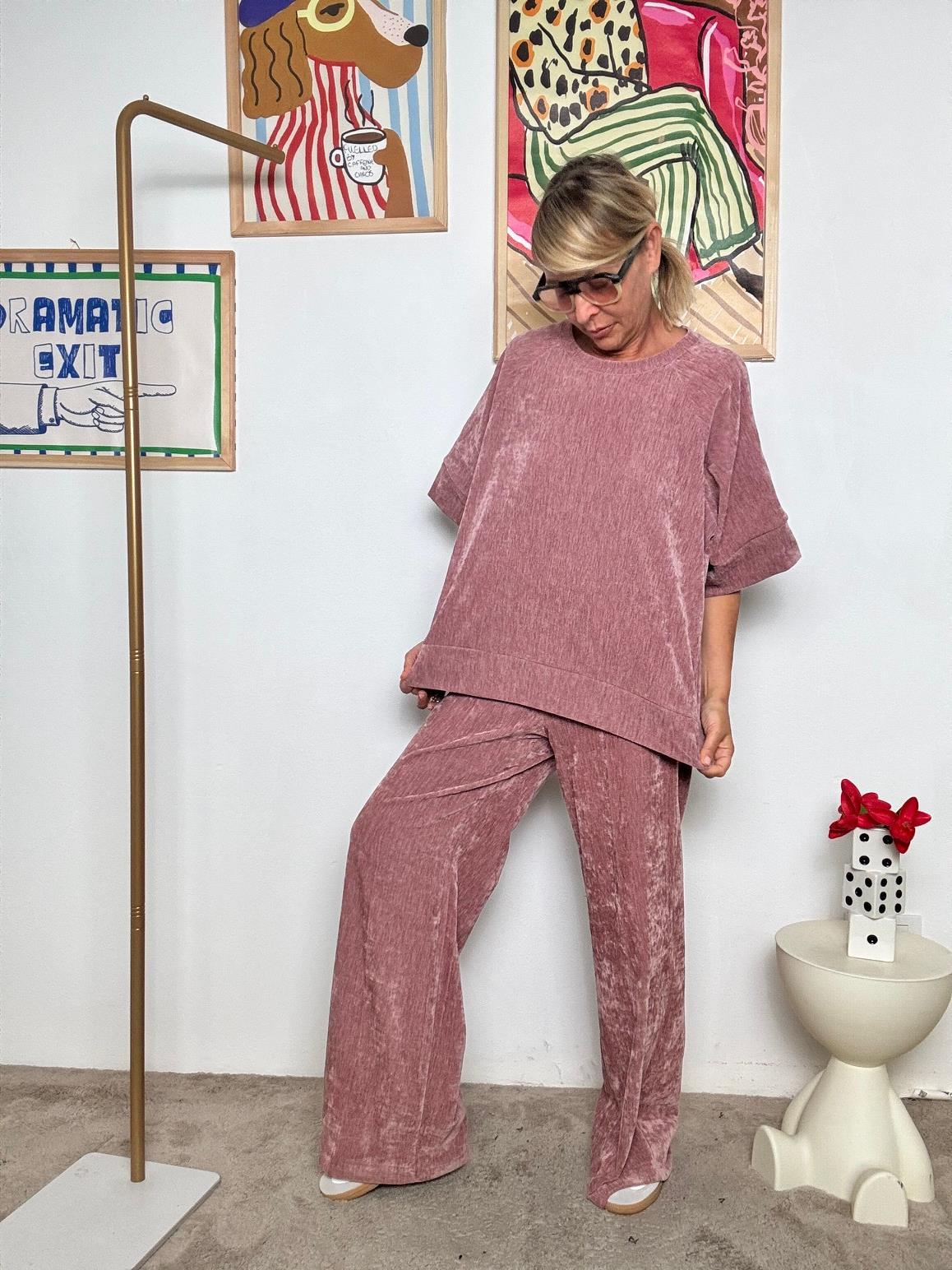 DEJA VU - Maglia donna  ciniglia  Relax, ma con stile ROSA A25LU405/ ROSA ANTICO DEJA VU 