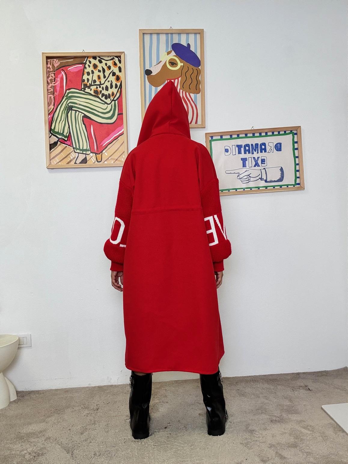 FEMALE - Cappottino in  panno con cappuccio  stile cozy e grinta urbana ROSSO 80069/ LOVE ROSSO FEMALE 