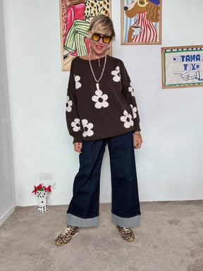 DEJA VU - Maglia oversize con maxi fiori MORO A25SS408/ MORO DEJA VU 