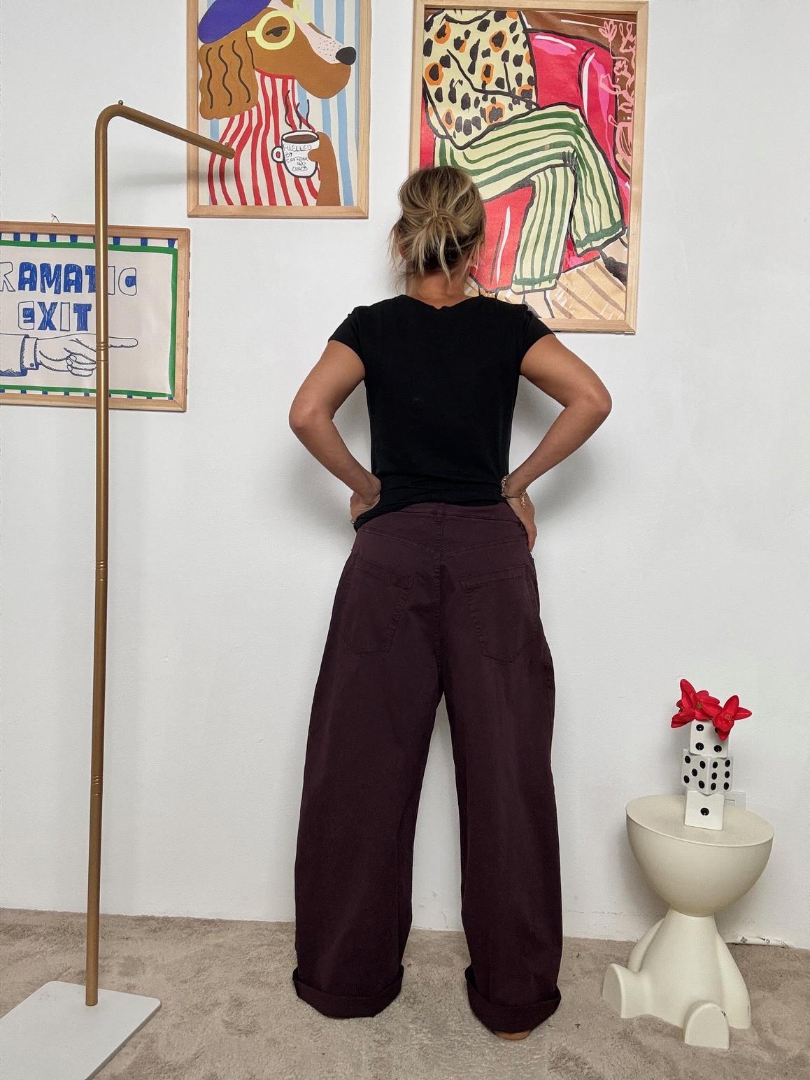 SOUVENIR- Pantalone Over Bordeaux  Relax con carattere M38F0129/ MELANZANA SOUVENIR 