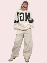 Pantalone wide fit super comfy effetto nuvola M38F1299/ PANNA SOUVENIR 