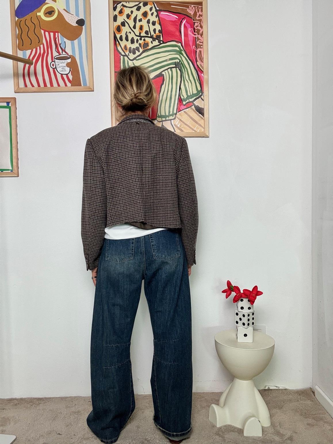 SOUVENIR - Giacca Doppiopetto a Quadri con Spille Vintage F38X0145/ FANTASIA SOUVENIR 