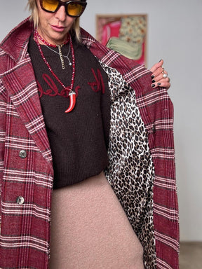 FEMALE -  Cappotto Cozy Check NV187/ VINO FEMALE 