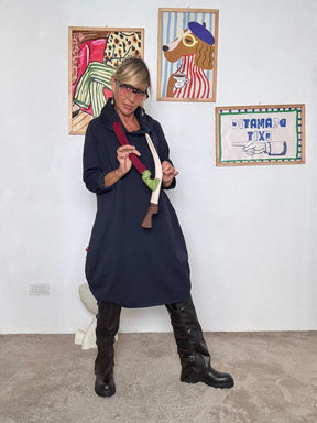 FEMALE - Abito felpa con cappuccio  comfy style e carattere urban blu A7200-F4/ BLU FEMALE 