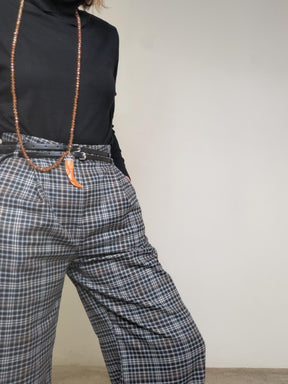 FEMALE - Pantalone Check Wide LD3723/ NERO FEMALE 