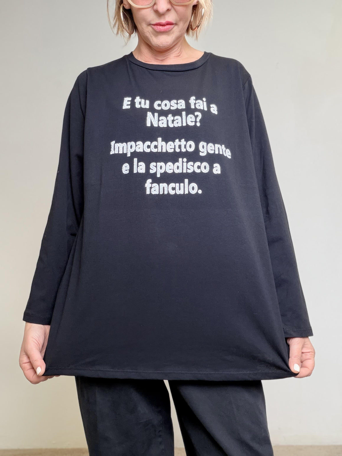 SUSY STAR - T-shirt Natalizia Ironica STL11/ NERO SUSY STAR 