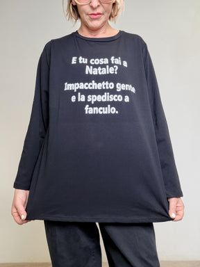 SUSY STAR - T-shirt Natalizia Ironica STL11/ NERO SUSY STAR 