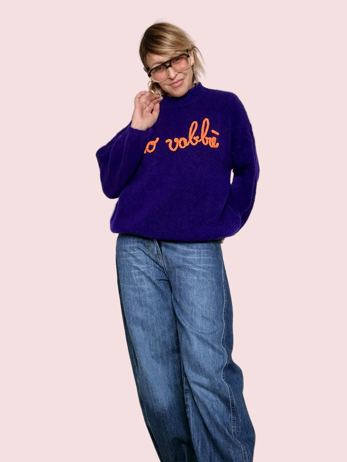 FEMALE - Maglia over No vabbè viola arancio A2702/ VIOLA/ARANCIO FEMALE 