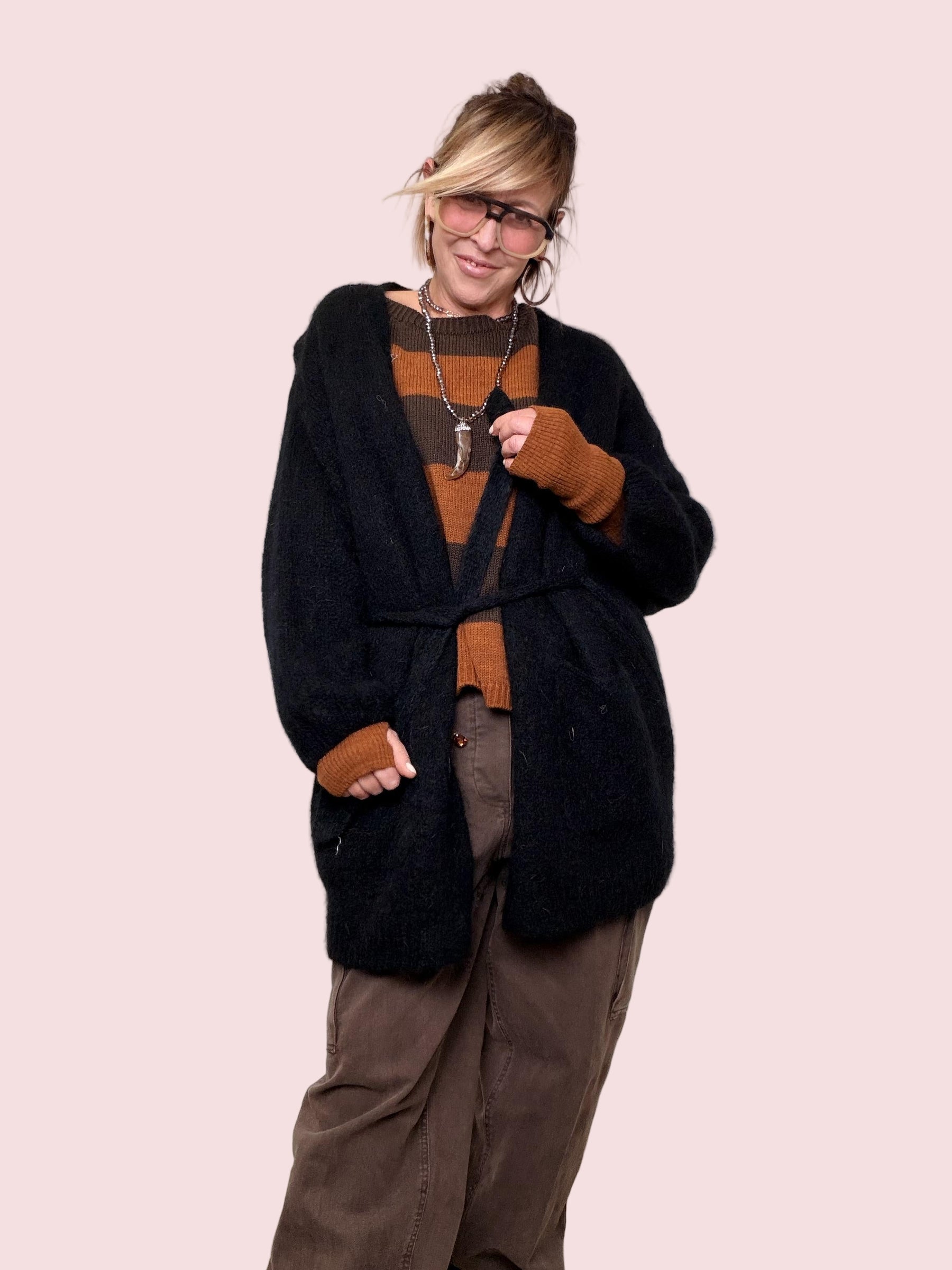 PHILIA LOFT - CARDIGAN MOHAIR CLOUD NERO C01L0707/ NERO PHILIA LOFT 