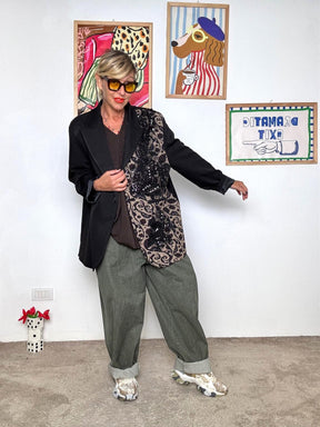 SUSY STAR - Giacca over con dettagli broccati e paillettes STSS3023/ NERO SUSY STAR 