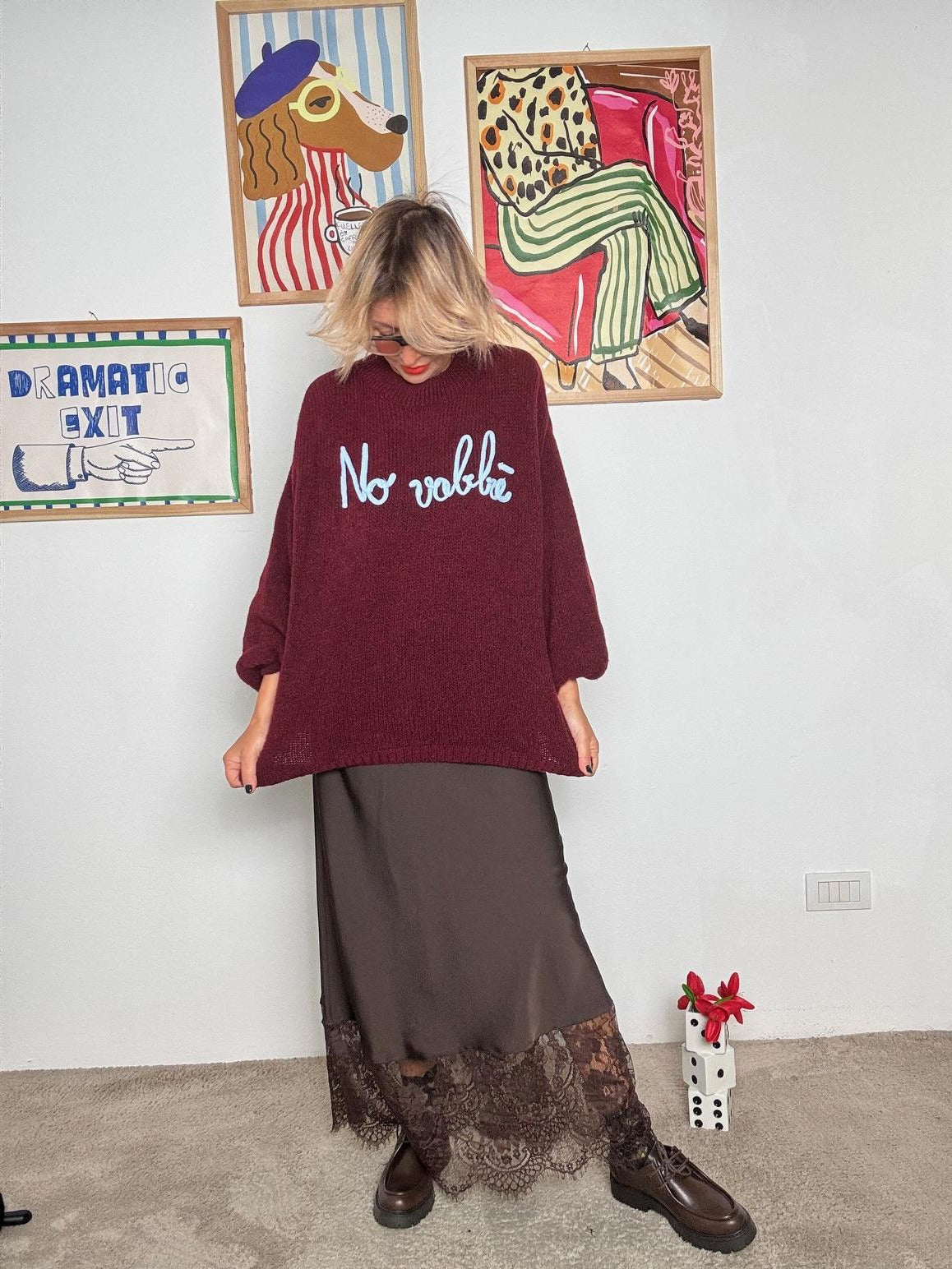 FEMALE - MAGLIA NO VABBE' VINO A2702/ VINO FEMALE 