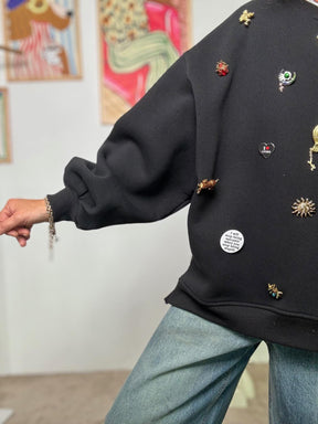 SOUVENIR - Felpa Pin Parade  Un piccolo museo da indossare F38X0144/ NERO SOUVENIR 