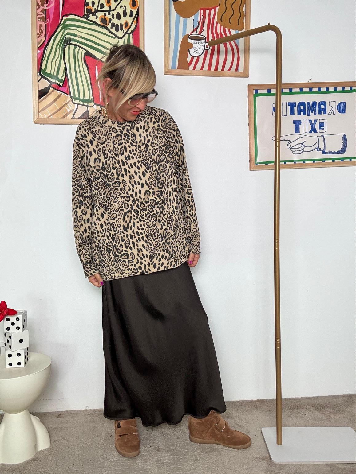 SUSY STAR - Gonna lunga satinata  Marrone cioccolato STF8464SU/ MANDORLA SUSY STAR 