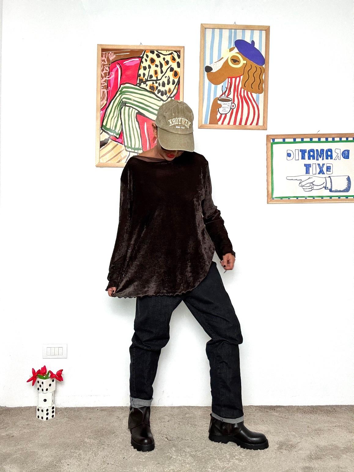 DEJA VU - Maglia in ciniglia morbida e luminosa MORO A25BU410/ MORO DEJA VU 