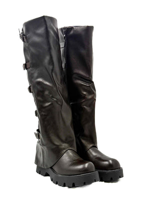 FEMALE - Stivali alti neri con fibbie  Stile grunge urbano marrone 7670A/ MARRONE FEMALE 