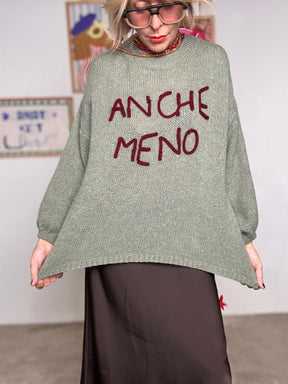 FEMALE - Maglia over con scritta ANCHE MENO SALVIA A3019/ SALVIA FEMALE 