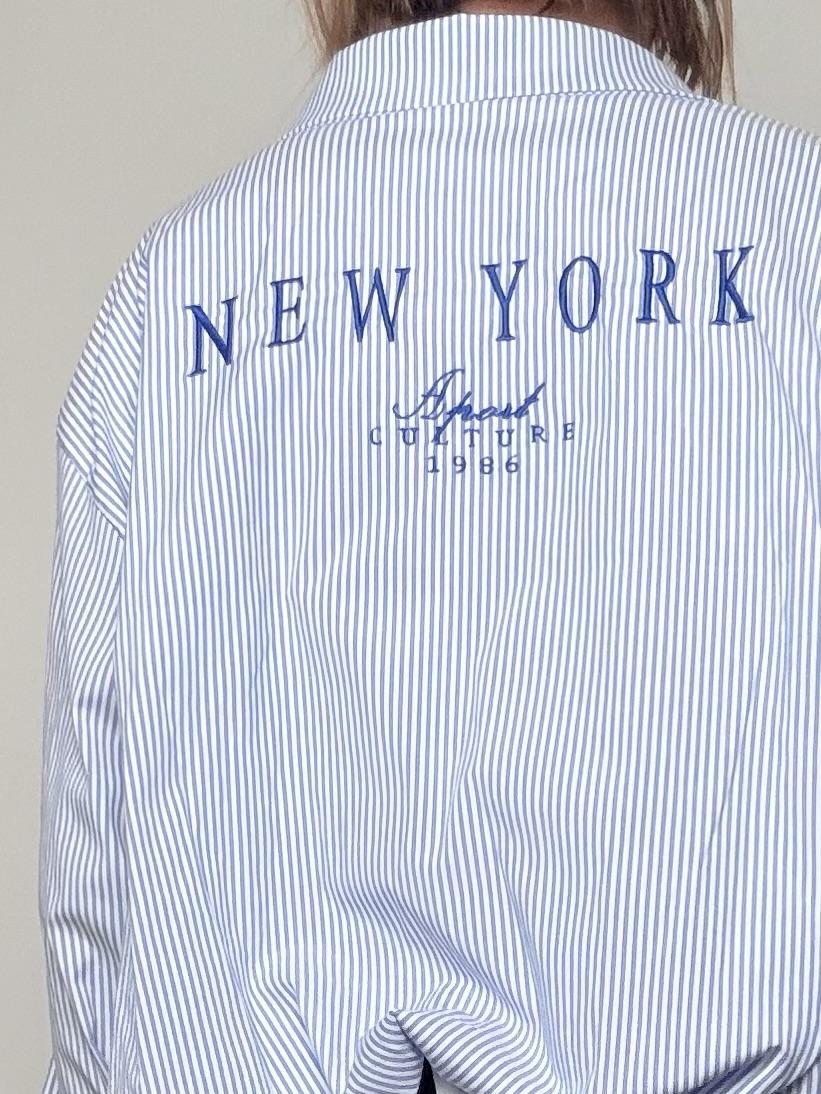 FEMALE - Camicia New York Stripes  fresca, oversize e super urbana 19381-1/ MINI CELESTE FEMALE 