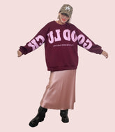 FEMALE - Felpa GOOD LUCK  Energia XXL tutto il giorno KS-22659/ VINO FEMALE 