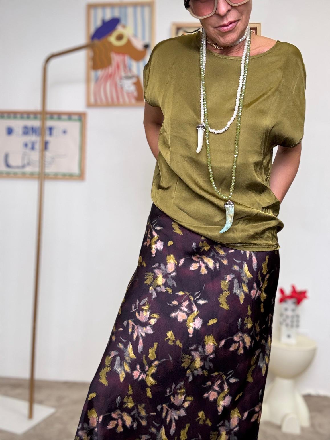 SUSY MIX - CAMICIA SATINATA VERDE OLIVA  UN PICCOLO LUSSO QUOTIDIANO C929BU/ VERDE OLIVA SUSY MIX 