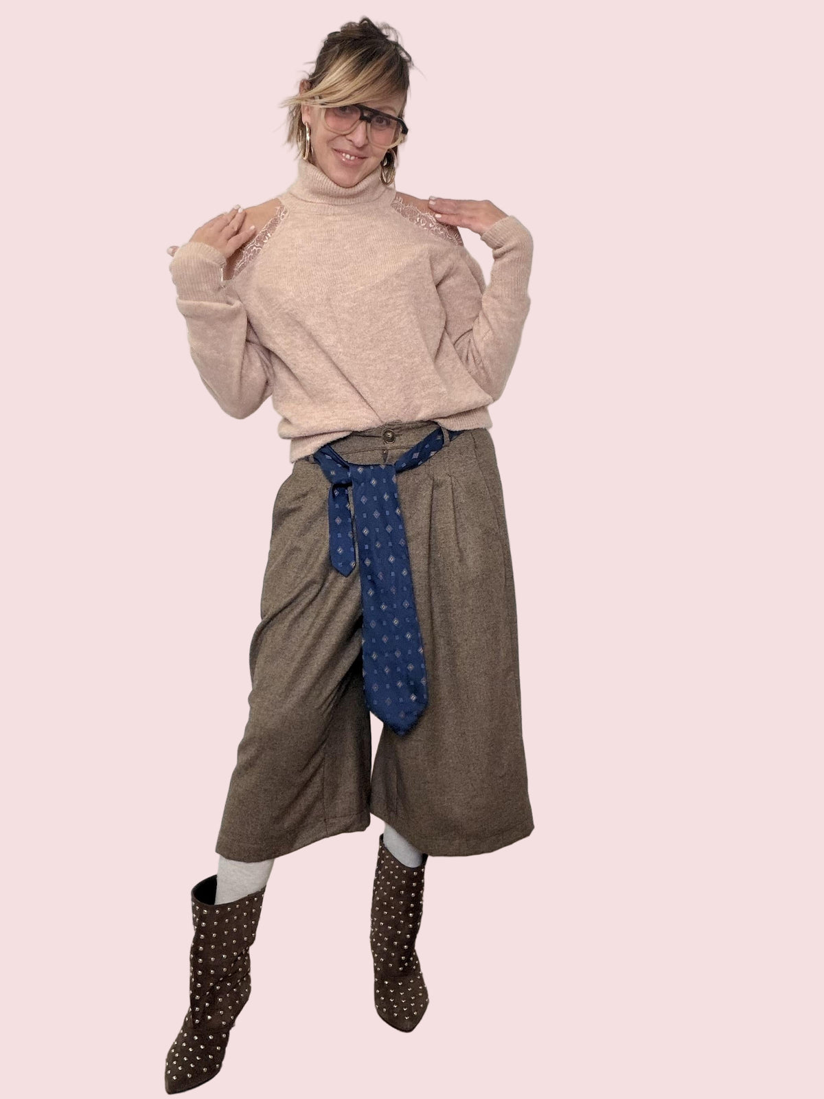 PHILIA LOFT - MAGLIA SPALLE SCOPERTE CON PIZZO F01E0991/ ROSA ANTICO PHILIA LOFT 