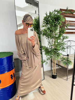 DEJA VU - MAGLIA OVER  COSTINA LAMINATA - ORO AP401/ ORO DEJA VU 