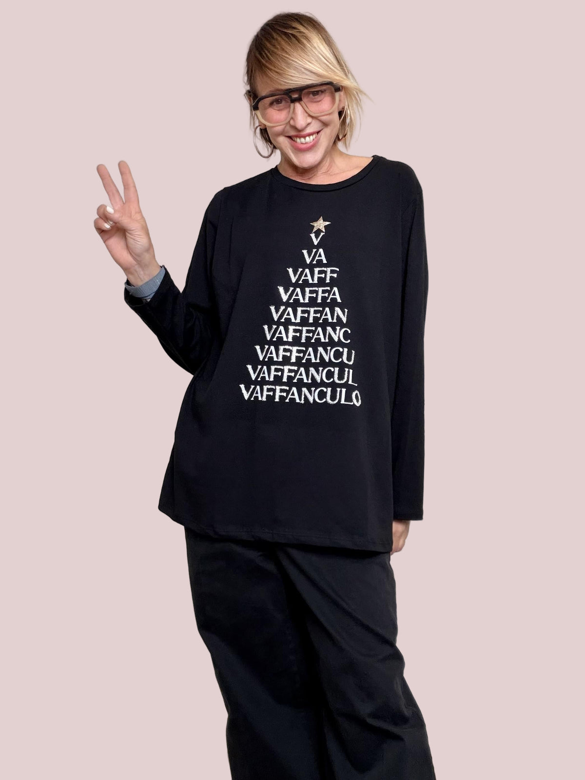 SUSY STAR - T-shirt Albero Ironico STL13/ NERO SUSY STAR 