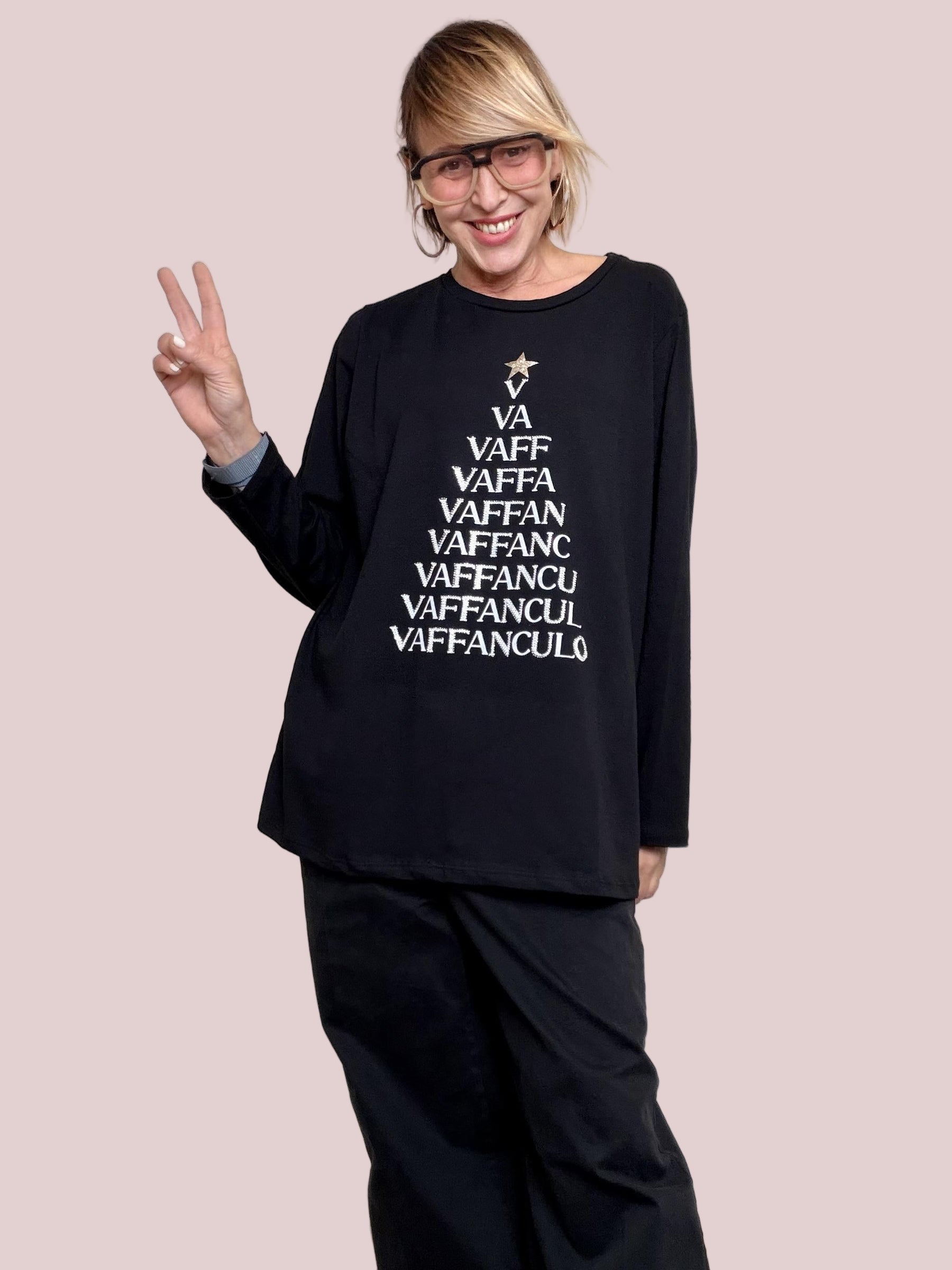 SUSY STAR - T-shirt Albero Ironico STL13/ NERO SUSY STAR 