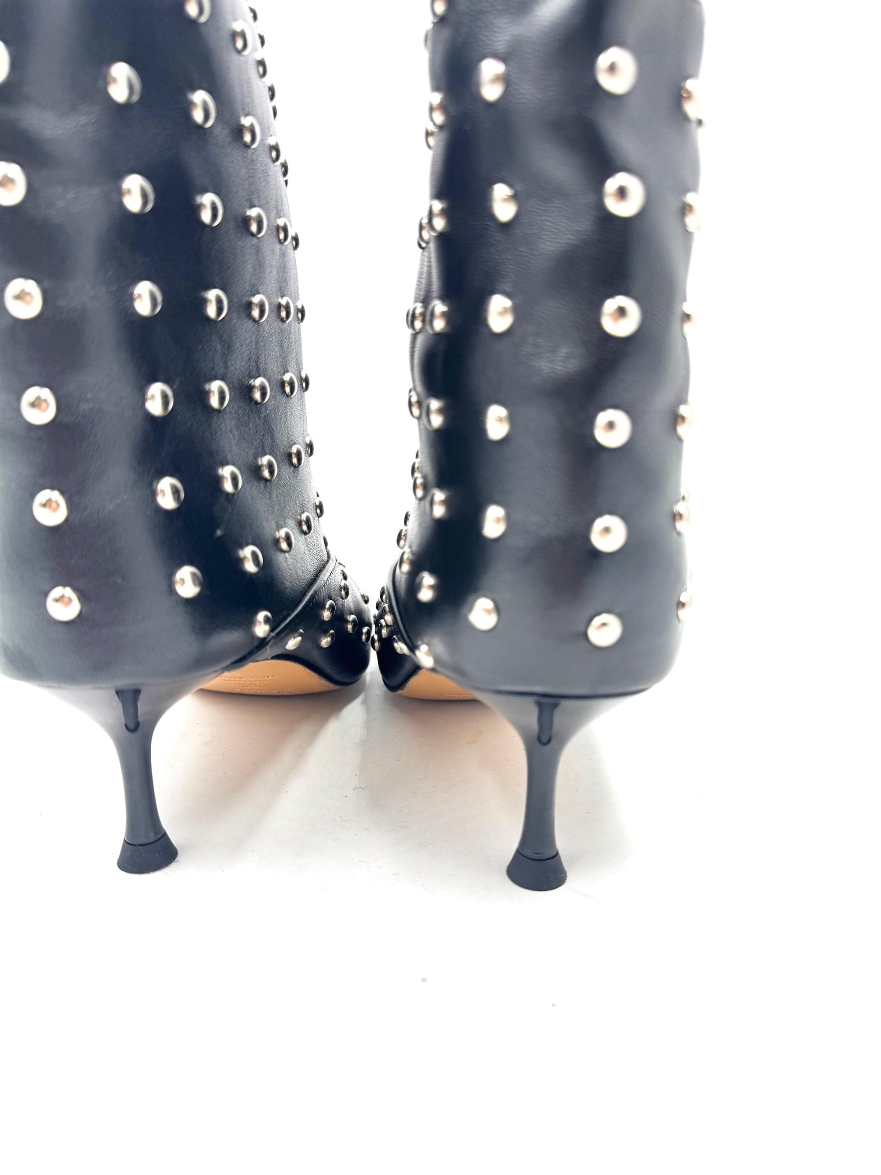 DIVINE FOLLIE - Stivale donna in pelle nera con borchie e tacco sottile AISHA2470/ NERO DIVINE FOLLIE 