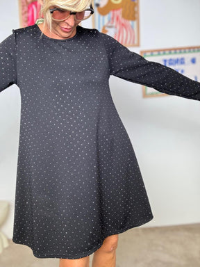 FEMALE - Abito nero con zirconi  luminoso, chic e super versatile 33812/ NERO FEMALE 