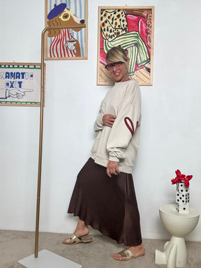 FEMALE - Felpa Oversize "Happy Mood"  Comfort con Personalità! BEIGE R51109/ BEIGE FEMALE 