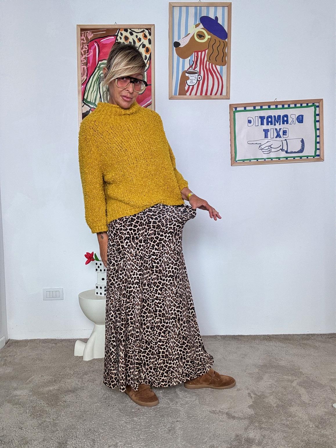 FEMALE - Gonna lunga donna in tessuto elasticizzato maculato  comoda, femminile e super trendy 35589ZGMB/ ANIMALIER FEMALE 