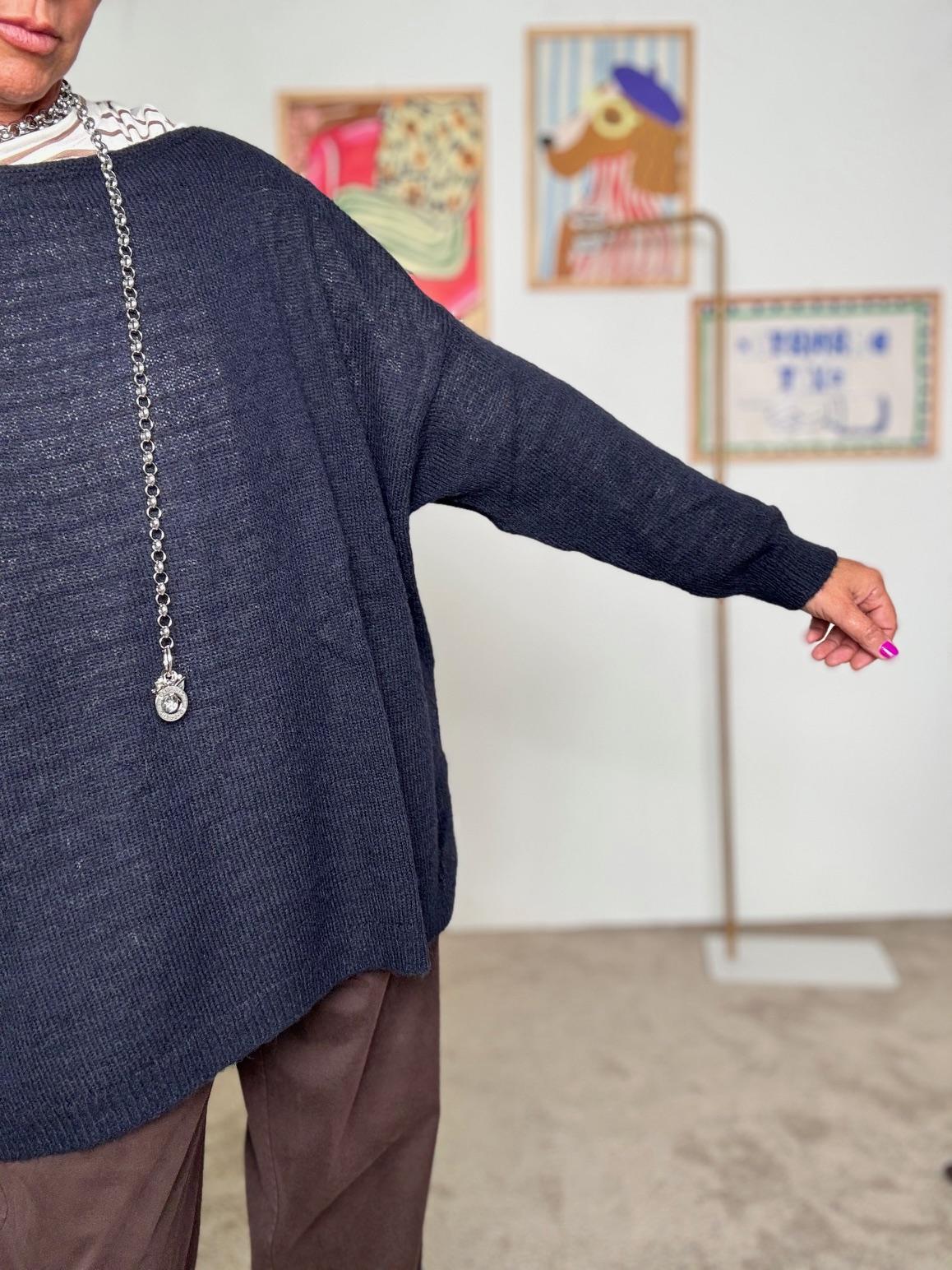 DEJA VU - MAGLIA MISTO LANA BLU A25SS405/ BLU DEJA VU 