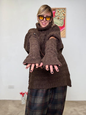 SUSY STAR - MAGLIA CON MANICOTTI MORO ST3WM221 MORO SUSY STAR 