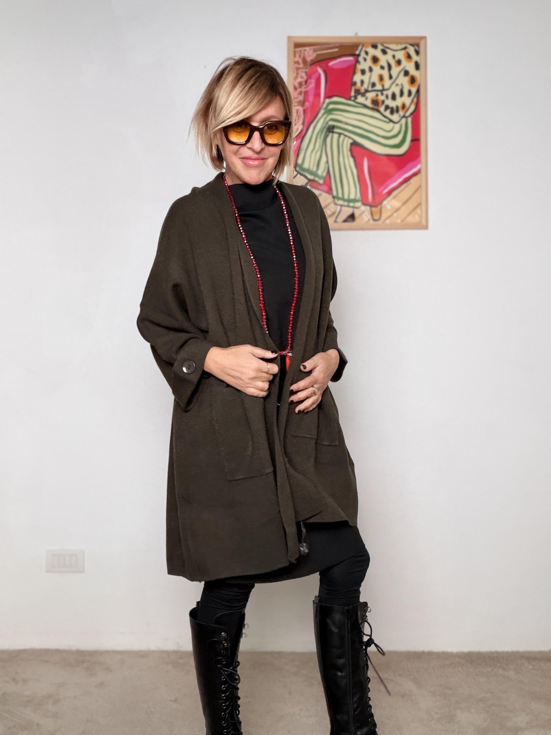 DEJA VU - Cardigan Oversize NEVE A25IL602/ VERDE DEJA VU 