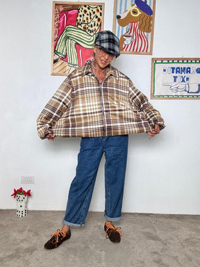 FEMALE - Camicia Giacca a Quadri Oversize NV180/ BEIGE FEMALE 