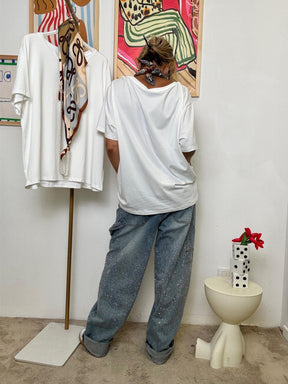 SUSY STAR - T-shirt Oversize con Collana  Look Creativo e Divertente BIANCO STS2783/ BIANCO SUSY STAR 