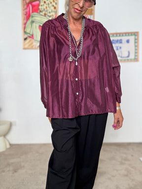 FEMALE - Camicia oversize donna bordeaux  stile casual chic e leggero VINO 31626/ VINO FEMALE 