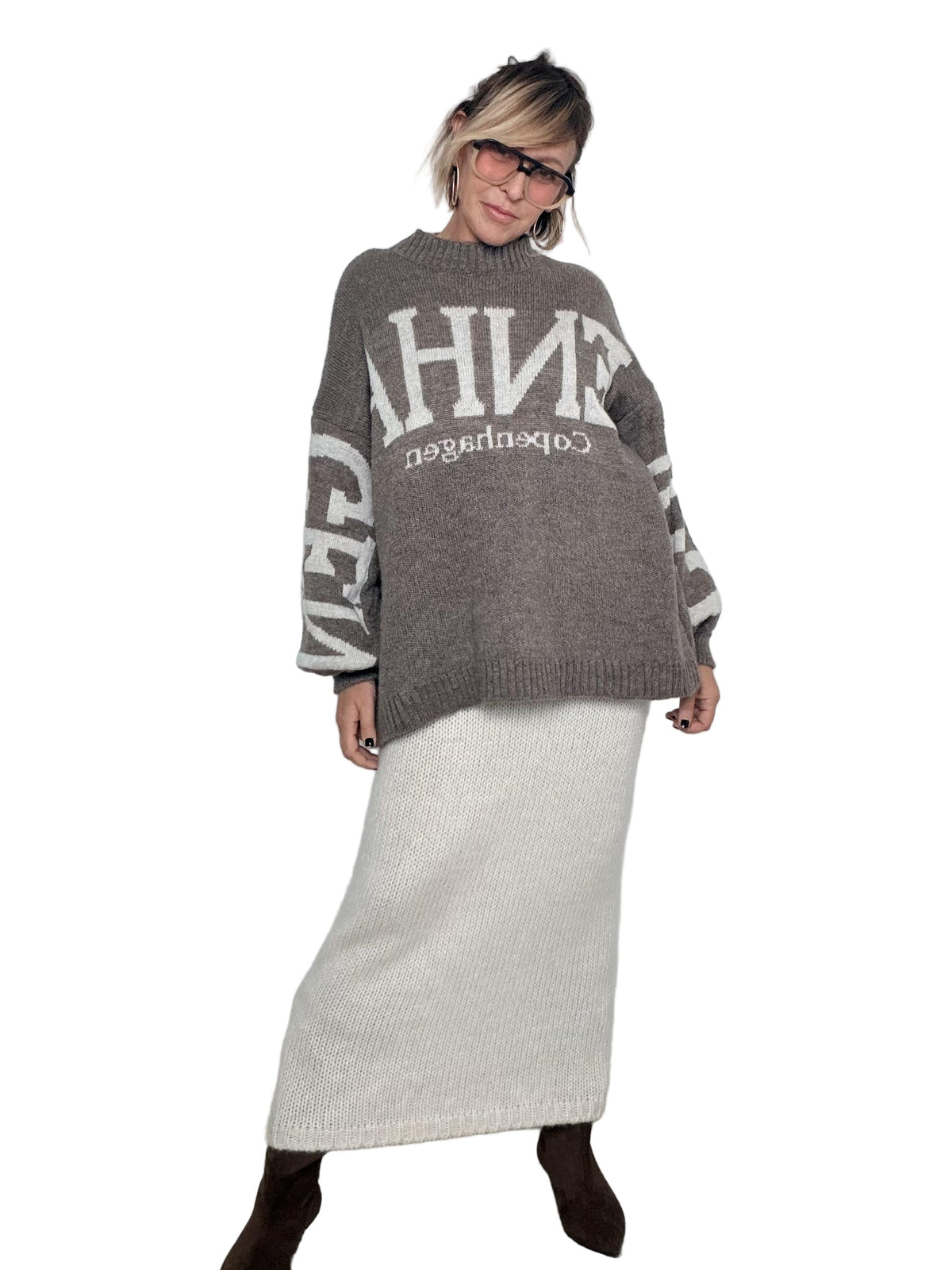 FEMALE - Maglia Copenhagen KMACOP/ TAUPE-PANNA FEMALE 