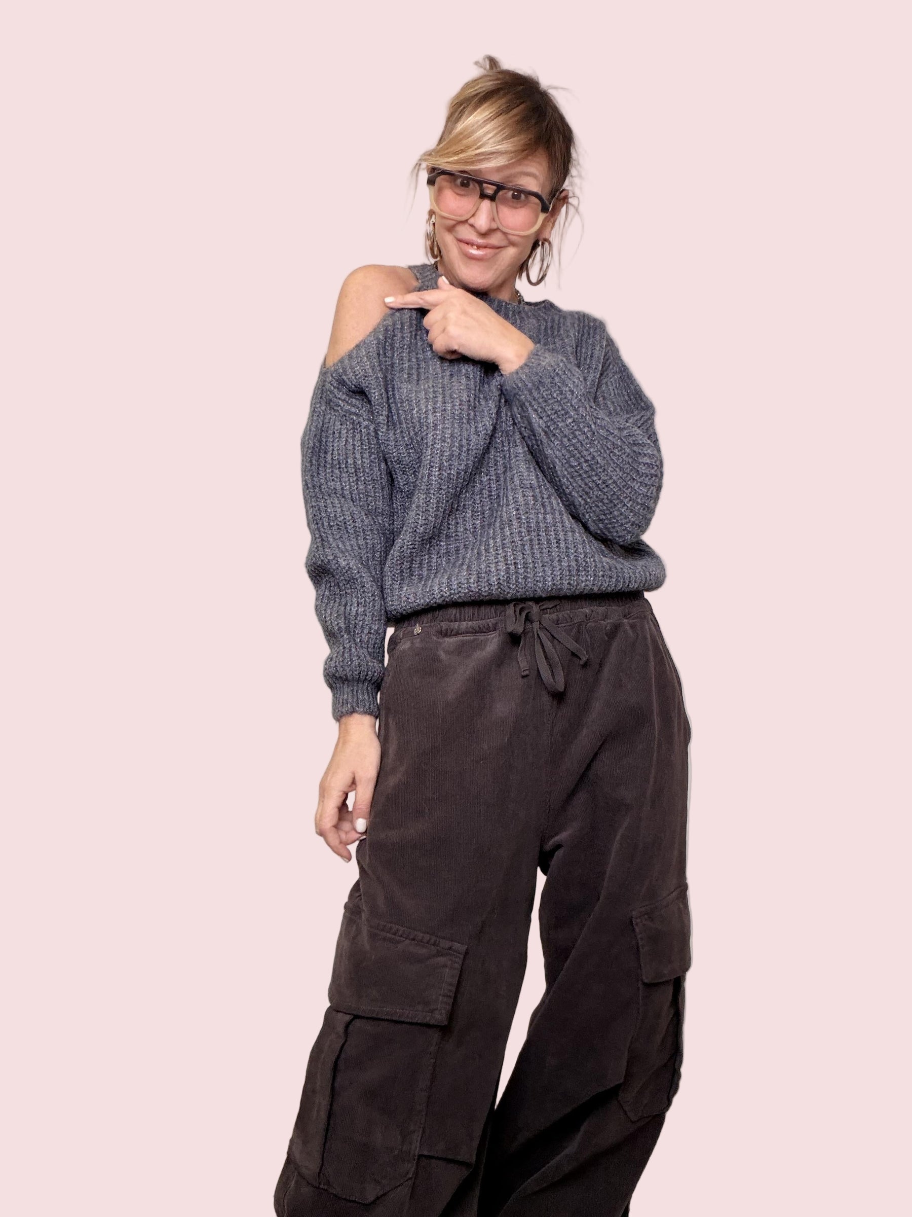 PHILIA LOFT  - MAGLIA SOFT SHOULDER GRIGIO F01O0657/ GRIGIO PHILIA LOFT 