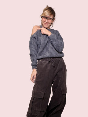 PHILIA LOFT  - MAGLIA SOFT SHOULDER GRIGIO F01O0657/ GRIGIO PHILIA LOFT 