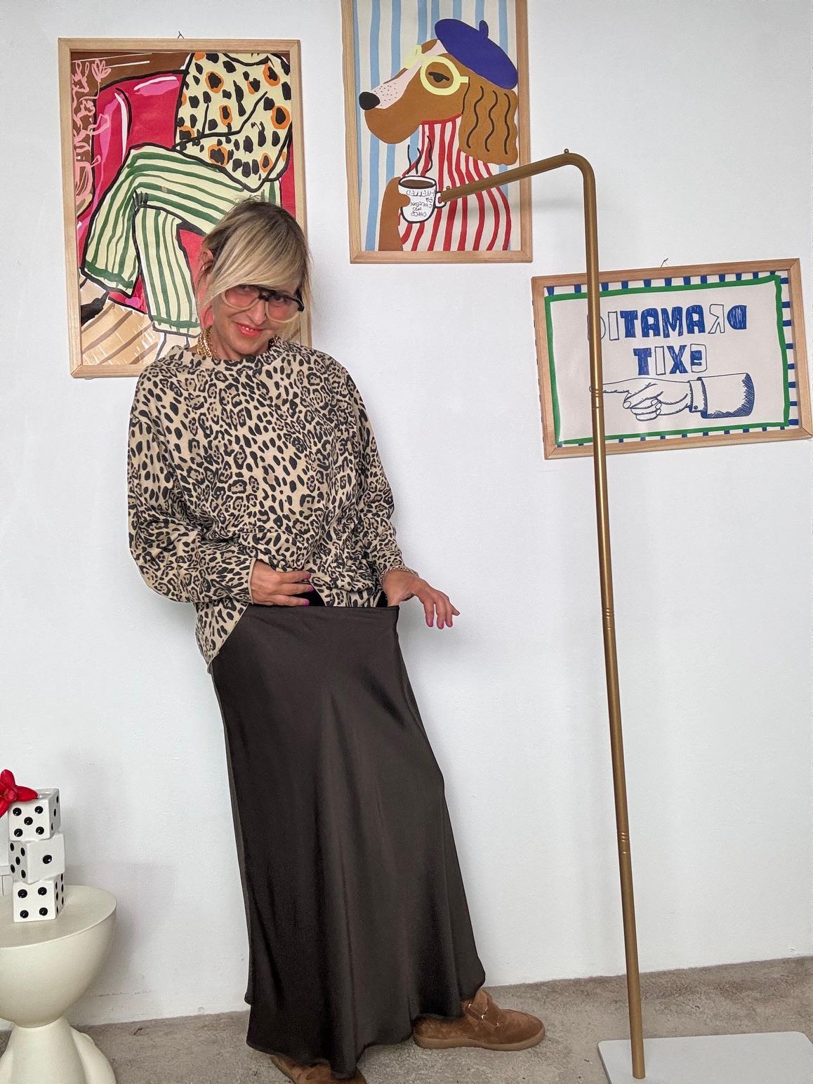 SUSY STAR - Gonna lunga satinata  Marrone cioccolato STF8464SU/ MANDORLA SUSY STAR 