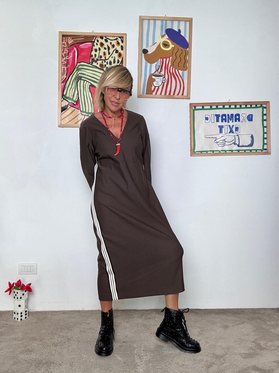 DEJA VU - Abito lungo donna in bengalina  comodo ed elegante MORO A25SG704/ MORO DEJA VU 