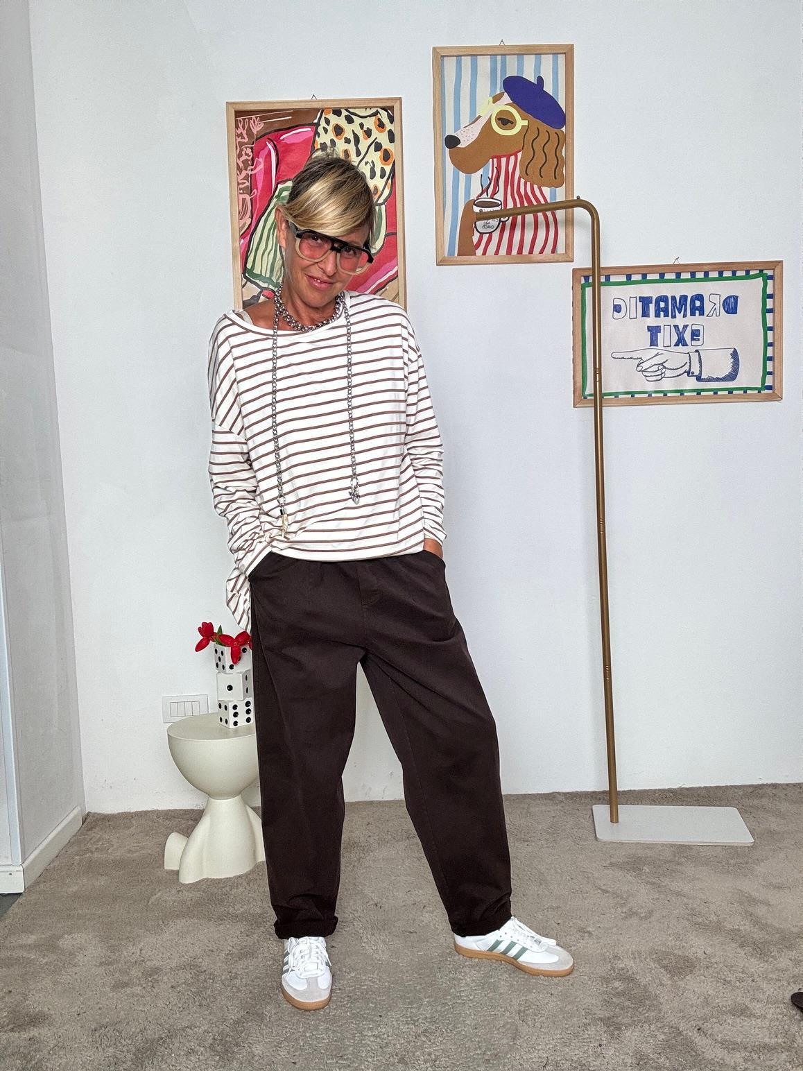 DEJA VU - MAGLIA RIGA MARRONE DL409/ MARRONE DEJA VU 