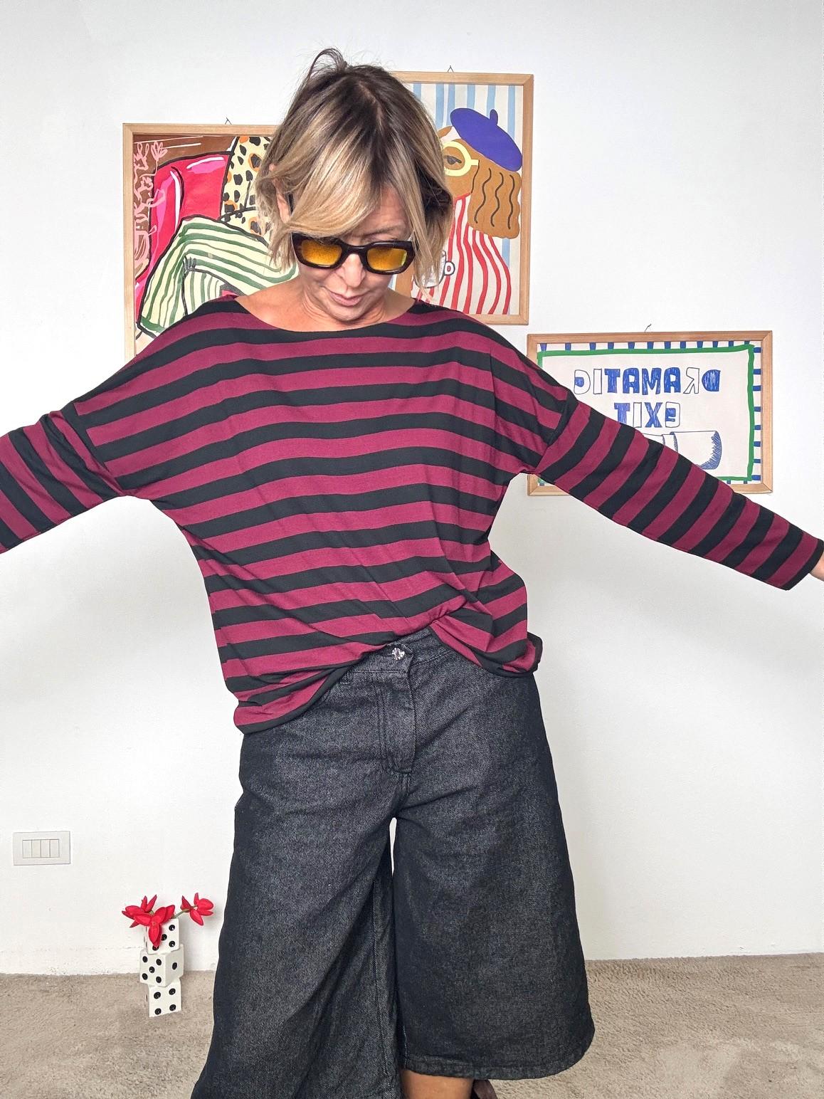 FEMALE - T-shirt Marinière Chic BORDEAUX 1282TW/ BORDEAUX FEMALE 