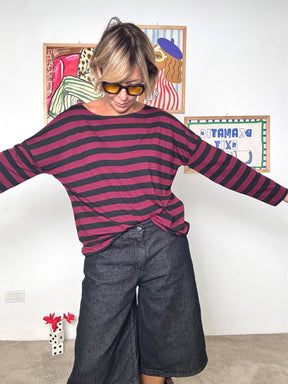 FEMALE - T-shirt Marinière Chic BORDEAUX 1282TW/ BORDEAUX FEMALE 