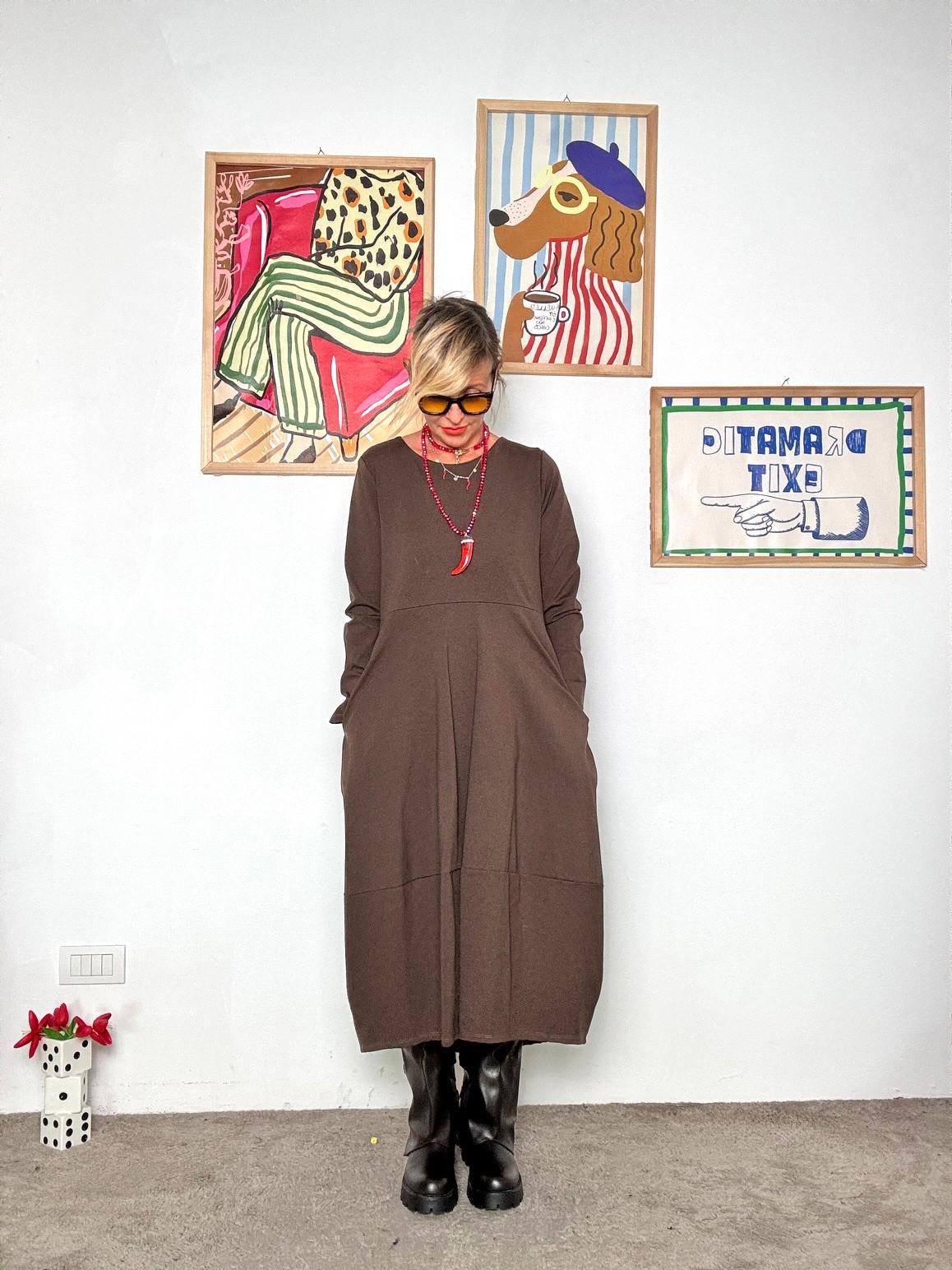 FEMALE - Abito Over con Taglio a Balze moro 36190LMB/ MORO FEMALE 