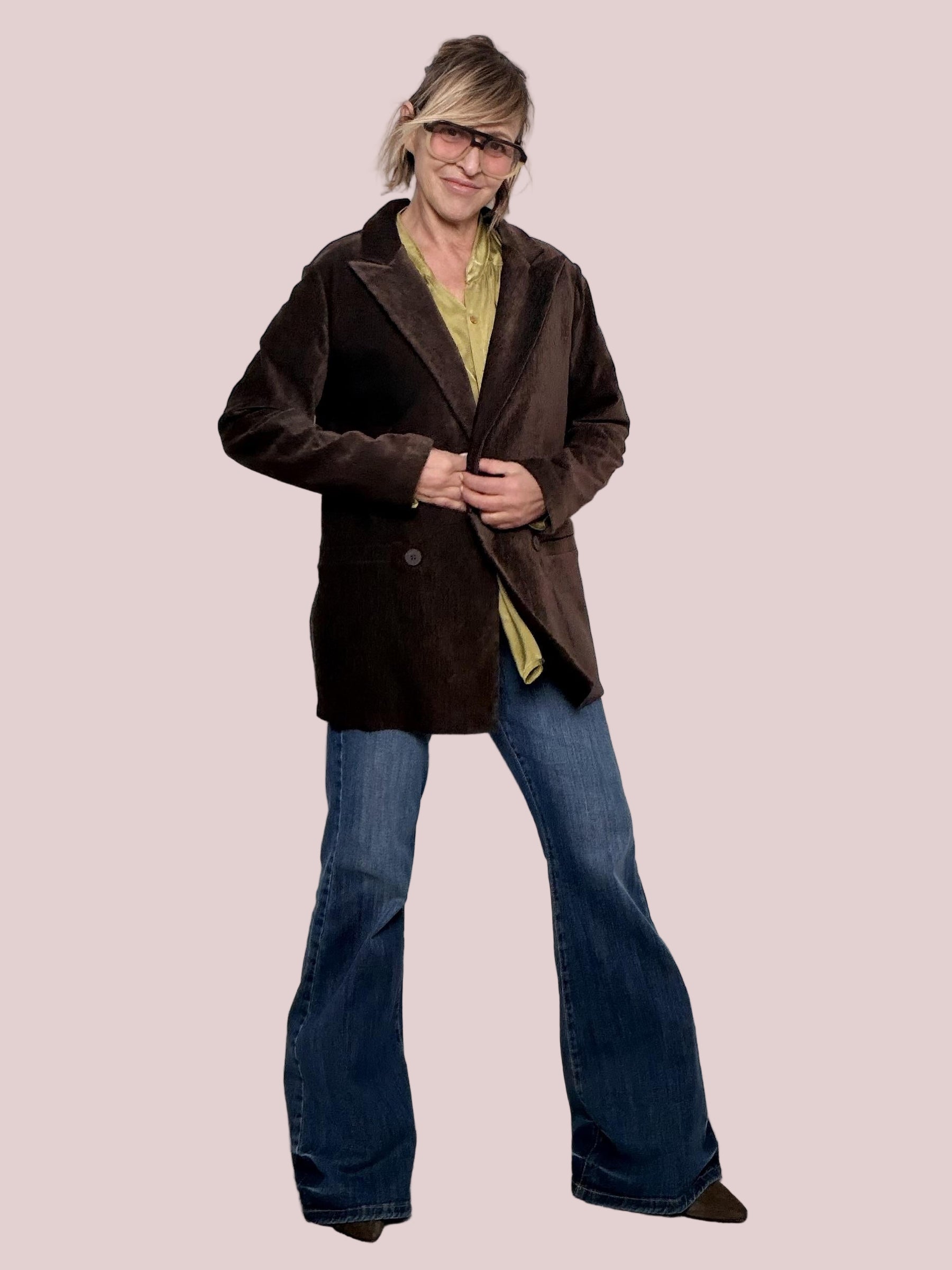 DEJA VU - Giacca Velvet Chic  la morbidezza elegante che veste sempre bene A25FL601/ MORO DEJA VU 