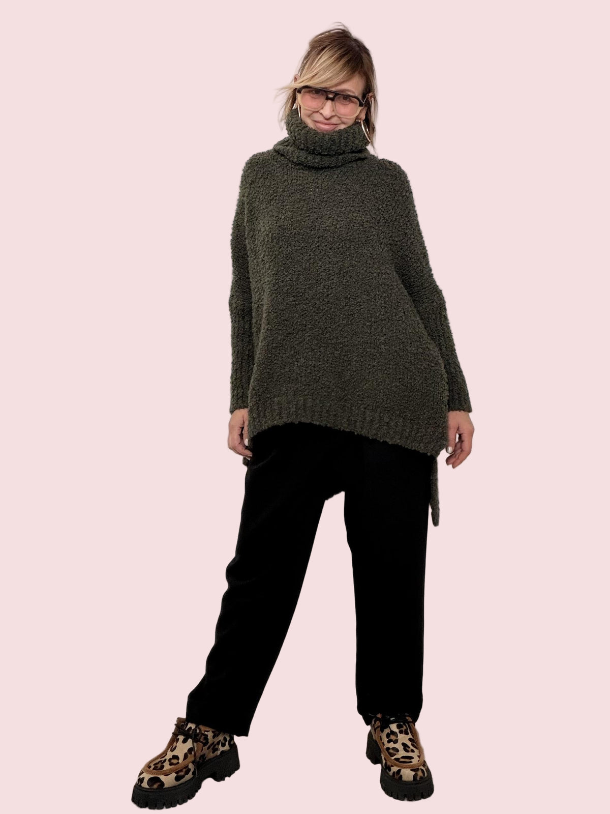 FEMALE - MAXI MAGLIA NUVOLETTA SOFT  il pullover che ti avvolge con leggerezza 9633/ BOSCO FEMALE 