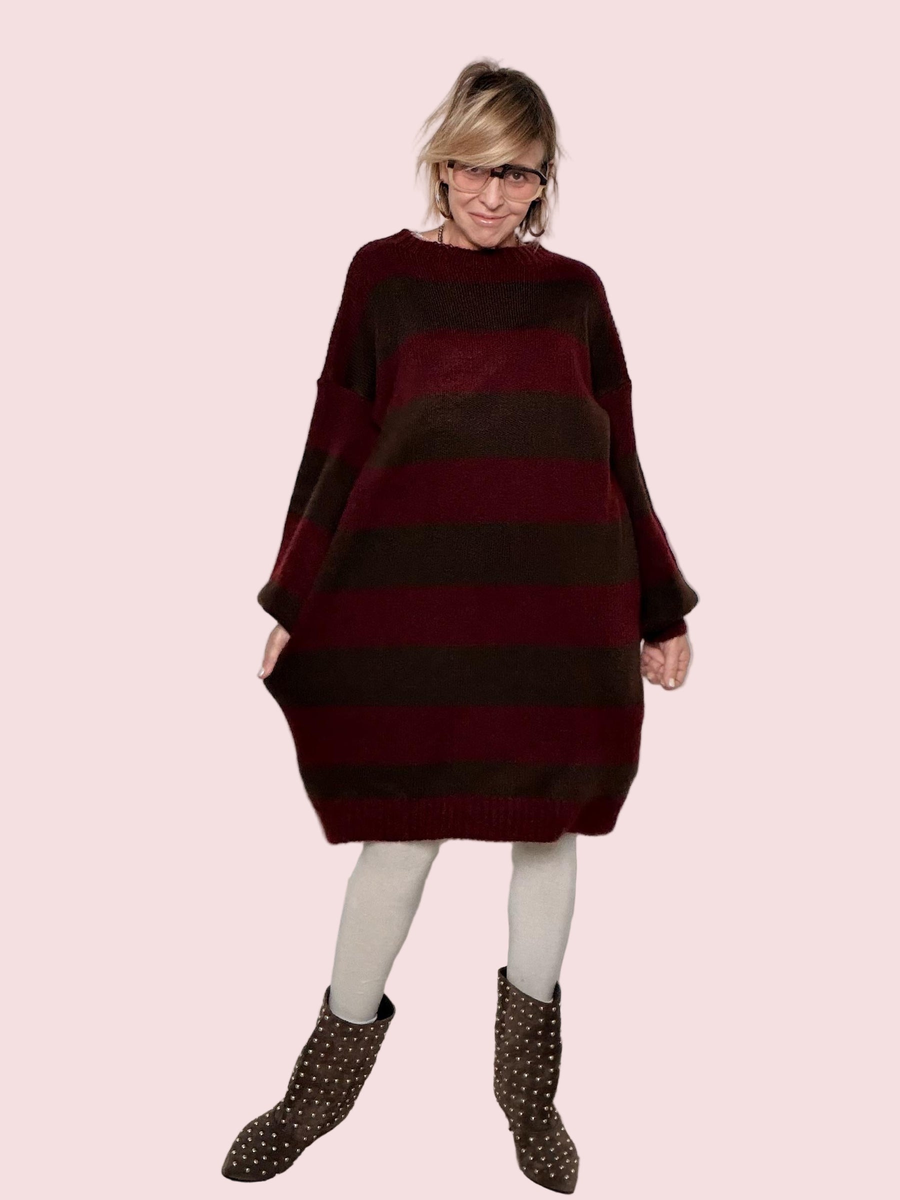 FEMALE - ABITO  MAXI STRIPE COZY VINO 8111/ VINO FEMALE 